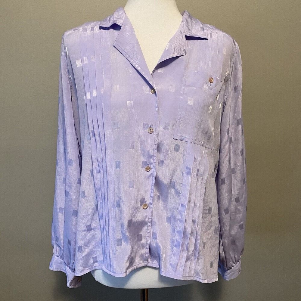80’s Lablouse Secretary Size 12 Vintage Geometric Blouse Shimmering Metallic